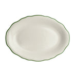 Thumbnail image #1 for Steelite International HL Ivory HL52563930 China Oval Platter, 10 x 7.75 in, Carolyn Styleline Green, Scalloped Edge Case of 2 Dozen