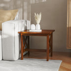 Thumbnail image #2 for Flash Furniture LFS-4002-WAL-GG Farmhouse End Table, Traditional X-Frame, Solid Wood, Walnut