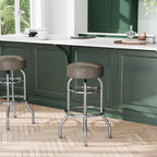 Thumbnail image #2 for Flash Furniture XU-D-100-BEIGE-GG Beige Backless Swivel Bar Stool with Upholstered Seat and Double-Ring Chrome Frame