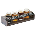 Thumbnail image #1 for Cal-Mil 3824 Beer Tasting Caddy, Oak Wood, Ash Gray, Write-On Board, 4 Glass Cutouts, 13"W x 4"D x 2-3/4"H Case of 6