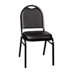 Thumbnail image #1 for Flash Furniture Hercules NG-ZG10006-BK-BK-GG Commercial Grade Dome Back Stacking Banquet Chair, Black Vinyl, Black Metal Frame