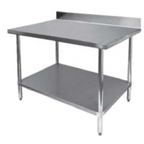 Thumbnail image #1 for GSW USA WT-EB3024 24"W x 30"D x 35"H Economy Work Table, 16-Gauge 430 Stainless Top, 1-1/2" Backsplash, Galvanized Undershelf