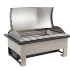 Thumbnail image #2 for Cal-Mil Aspen 22415-110 Soup Chafer, Lift-Off Cover, 14-1/4" x 22" x 12"H, Gray-Washed Pine, Black Metal, Built-In Windguard