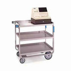 Thumbnail image #1 for Lakeside Manufacturing 559 Open Stainless Steel Utility Cart, 3 Solid Shelves, U-Handle, 700 lb Capacity