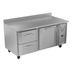 Thumbnail image #1 for Victory Refrigeration VWRD67HC-2 67-1/8-in 2-Section Worktop Refrigerator, 1 Door, 2 Drawers, Side-Mounted Self-Contained Refrigeration