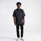 Thumbnail image #1 for Chef Works PCSS-CHR-2XL Unisex Charcoal Short-Sleeve Double-Breasted Poly/Cotton Chef Coat, 2XL