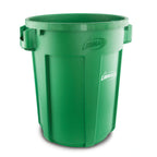 Thumbnail image #1 for Libman Commercial 1574 32-Gallon Green Round Heavy-Duty Trash Can with Snap-On Lid Case of 6