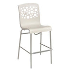 Thumbnail image #1 for Grosfillex Tempo UT838004 Stacking Barstool, White Resin Seat and Back with Circle Cutout, Tubular Steel Base and Footrest Case of 2