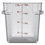 Thumbnail image #1 for Libertyware SFC8 8-Quart Square Clear Polycarbonate Food Container with Handles and Quart/Liter Graduation Markings Case of 24