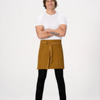 Thumbnail image #1 for Chef Works AHS02-MUS-0 Unisex Mustard Half Bistro Canvas Apron, Poly/Cotton, Hidden Pen Pocket, Straps Not Included