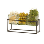 Thumbnail image #1 for Cal-Mil Milo 23747-6-13 3-Section Black Metal Condiment Jar Holder with 3 Glass Jars, 12.5"W x 4.5"D x 6"H