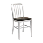 Thumbnail image #1 for G & A Commercial Seating Classic 870PS Commercial Side Chair, Slat Metal Back, Upholstered Padded Seat, Brushed Aluminum