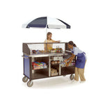 Thumbnail image #1 for Lakeside Manufacturing Serv 'N Express 682-20 Mobile Food Service Kiosk Cart with Umbrella Roof, 77-1/4"W, 3 Full-Size Pan Inserts