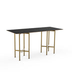Thumbnail image #1 for Steelite International Mogogo, Clix MGCCYG01MBXX 72 x 30 x 36 in Rectangular Buffet Table, Nero Marquina Marble Laminate Top, Brushed Brass Segments