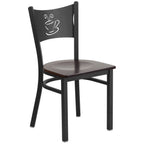 Thumbnail image #1 for Flash Furniture Hercules XU-DG-60099-COF-WALW-GG Restaurant Chair, Metal Back with Coffee Cutout, Walnut Finish Plywood Seat