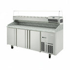 Thumbnail image #1 for Infrico USA IRT-MPG1980-COMBO Refrigerated Granite Pizza Prep Table, 3-Door, Top Ingredient Display Case