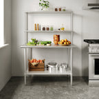 Thumbnail image #2 for Flash Furniture NH-WT-3048-OSH-GG Stainless Steel Prep and Work Table, 48 W x 30 D, 18-Gauge Top, Galvanized Undershelf