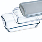 Thumbnail image #1 for Kadra Kitchenware Simax SX-7216/7576/D Rectangular Glass Roaster with Glass and Plastic Lid, 2.6 qt., 12.5" x 9" Case of 3