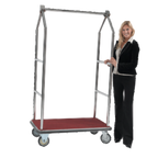 Thumbnail image #1 for AARCO Products LC-2C Bellman Luggage Cart, Red Carpet Bed, Chrome Frame, 6" Solid Wheels, 24"W x 42"L x 72"H