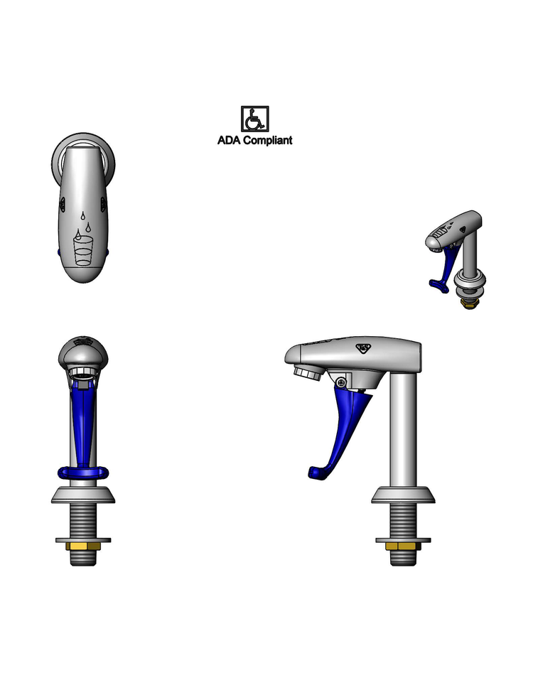 Product image #4 for T&S Brass Deck-Mounted Pedestal Push-Back Glass Filler Faucet