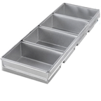 Thumbnail image #1 for Chicago Metallic Bakeware 44585 4-Compartment Strapped Pullman Bread Pan, Aluminized Steel, Silicone-Glazed Case of 6
