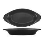 Thumbnail image #1 for International Tableware WRO-8-BC Welsh Rarebit Dish, 8 oz, Black Stoneware-Ceramic, Oval with Handles 1 Dozen