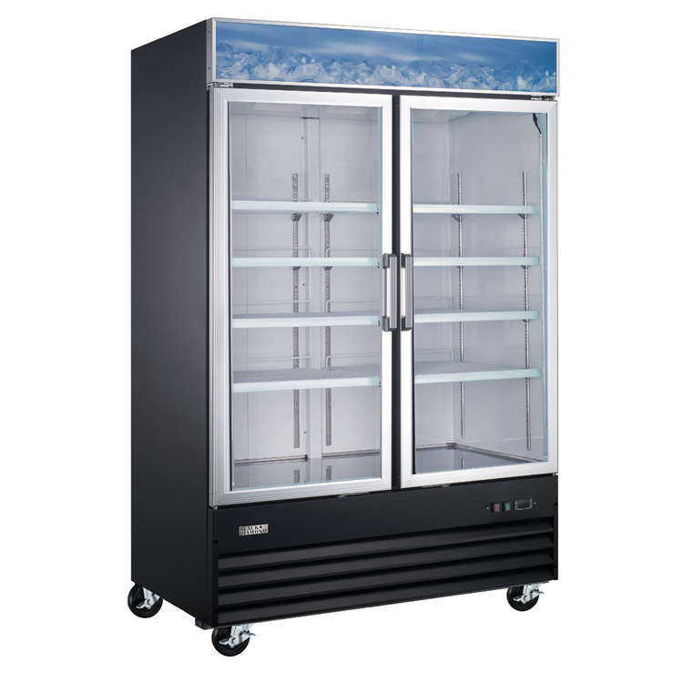 Product image #3 for Black Diamond 2-Section Refrigerated Glass Door Merchandiser, 45 Cu. Ft., Black, Bottom-Mount Self-Contained