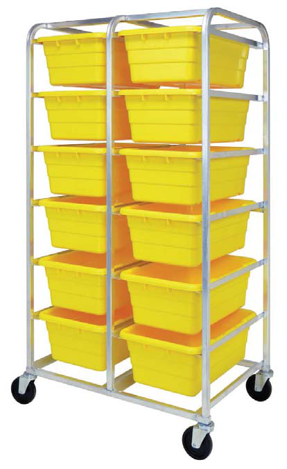 Product image #1 for Mobile End-Loading Aluminum Tub Rack Bus Cart with 12 Included Tubs