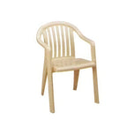 Thumbnail image #1 for Grosfillex Miami US282366 Outdoor Resin Lowback Armchair, Slat Back, Stacking, Sandstone Case of 16