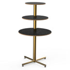 Thumbnail image #1 for Steelite International Mogogo, Polo MGCPPR01MBXX 3-Tier Round Buffet Display Table, 30" Dia. x 55"H, Marble HPL Top, Brushed Brass