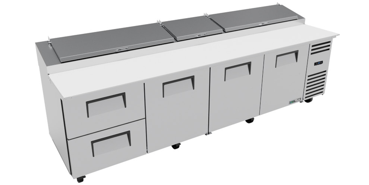 Product image #10 for True 119-1/4-Inch Pizza Prep Table with 3 Solid Doors, 2 Drawers and Alternate Top, R290 Self-Contained Refrigeration