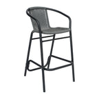 Thumbnail image #1 for Flash Furniture SDA-AD632032R-GY-GG Bar Stool with Arms, Gray Rattan Back and Seat, Leg Base