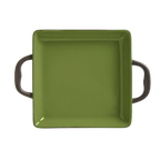 Thumbnail image #1 for Libbey Coos Bay CBO-001 Square Ceramic Dish with Handles, 3-1/2 oz, Olive