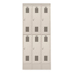 Thumbnail image #1 for Winholt Equipment WL-6-ST Double-Tier Locker, 3 Columns, Mesh-Vented Doors, Slanted Top, 12"D x 36"W x 83.9"H