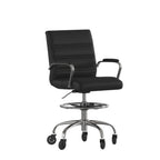 Thumbnail image #1 for Flash Furniture GO-2286B-BK-RLB-GG Black Adjustable Drafting Chair, Mid-Back, Bonded Leather, Padded Arms, Casters