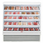 Thumbnail image #1 for Howard-McCray 35E Series SC-OM35E-8S-LED Packaged Meats Open-Air Merchandiser, 99"W x 78-1/2"H, 4-Tier LED Shelves, White, Self-Contained