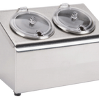 Thumbnail image #1 for Steril-Sil Company LTC-2SW 2-Compartment Stainless Steel Condiment Dispenser with Clear Hinged Lids, Non-Insulated