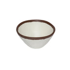 Thumbnail image #1 for G.E.T. GET B-81-CRM Melamine Side Salad/Soup Bowl, 8 oz, 5" Round, Cream with Brown Trim Case of 2 Dozen