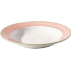 Thumbnail image #1 for Tableware Solutions USA Cosmo by Continental 55COPIN005 Rimmed Soup Plate, 11 oz, 8-4/5" Round, White with Pink Rim Case of 24