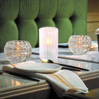 Thumbnail image #3 for Sterno Classic Elegance 80218 Fluted Frosted Glass Cylinder Candle Lamp, 5" H