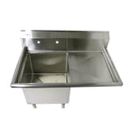 Thumbnail image #1 for SunFab SFS1-181814-R18 1-Compartment Stainless Steel Sink, 18" x 18" Bowl, 14" Deep, Right Drainboard, 9-3/4" Backsplash