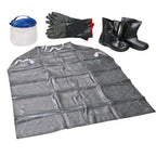 Thumbnail image #1 for AllPoints Foodservice Parts & Supplies 1331359 Fryer Filtering Protection Kit with Neoprene Gloves, Rubber Boots, Face Shield and Rubber Apron