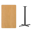 Thumbnail image #2 for Flash Furniture XU-NATTB-3048-T2230B-GG Bar-Height Rectangular Pedestal Table, Natural Laminate, Black PVC Edge, 48"W x 30"D, X-Base