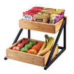 Thumbnail image #1 for Cal-Mil Madera 3448-99 2-Tier Merchandiser Rack with 2 Removable Trays, Rustic Pine, Black Metal Frame, 16-1/2"W x 15-1/2"D x 12"H