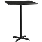 Thumbnail image #1 for Flash Furniture XU-BLKTB-3030-T2222B-GG 30" Square Bar-Height Pedestal Table, Black Laminate, PVC Edge