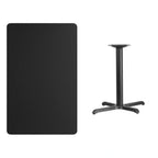 Thumbnail image #2 for Flash Furniture XU-BLKTB-3048-T2230-GG Rectangular Black Laminate Table, 48"W x 30"D, 30" Pedestal Base