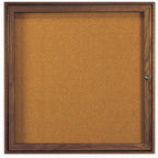 Thumbnail image #1 for AARCO Products WBC3636R Enclosed Bulletin Board, Wood Frame, Swing Door, Cork Back Panel, 36"W x 36"H