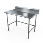 Thumbnail image #1 for NBR Equipment TS4-4830R5-X Stainless Steel Work Table, 48"W x 30"D, 14-Gauge 304 Top, 5" Backsplash, Open Undershelf