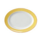 Thumbnail image #1 for G.E.T. Corona, Calypso PA1600907712 Porcelain Oval Platter, 12" x 9", Rimmed with Rolled Edge, Orange Edge 1 Dozen