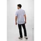 Thumbnail image #2 for Chef Works Charleston SHC07-BLU-S Blue Poly/Cotton Short-Sleeve Cook Shirt, Button Front, Men's Small